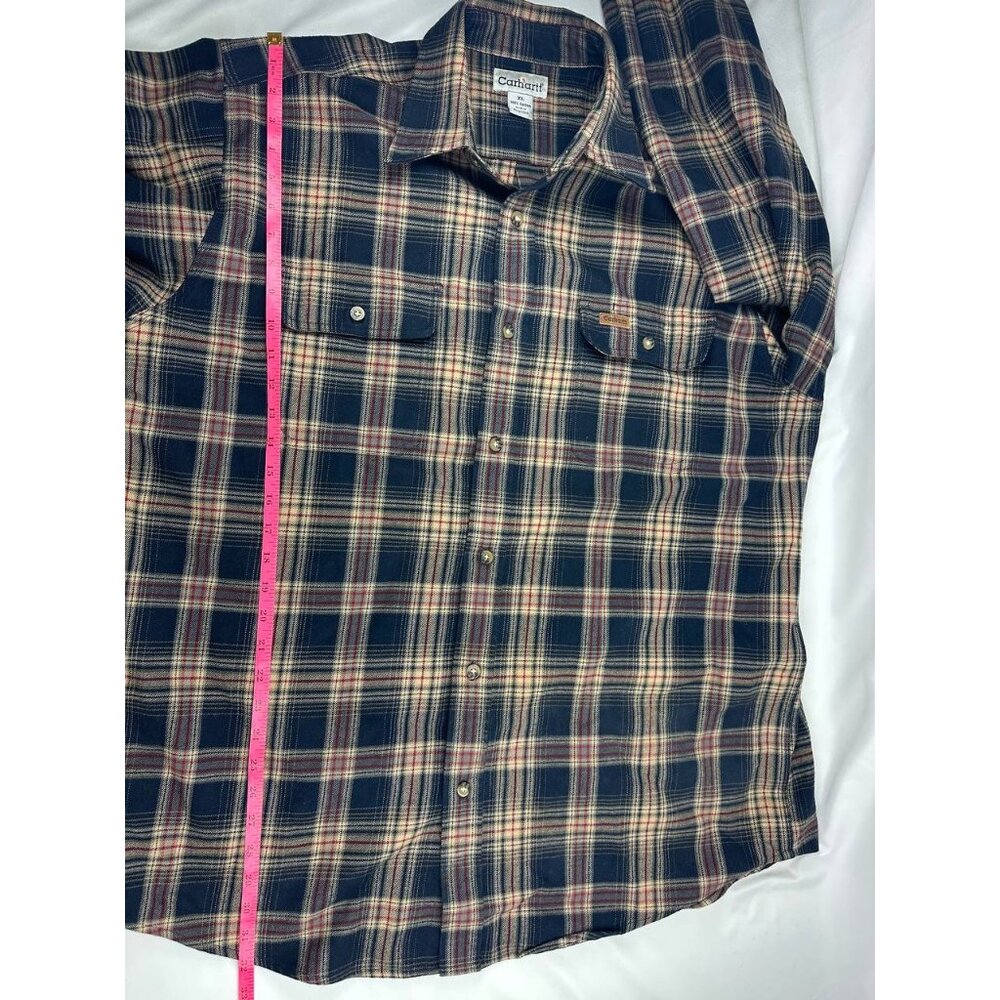 Carhartt Heavy Weight Plaid Flannel Long Sleeve Shirt Mens Size XL - Picture 6 of 7